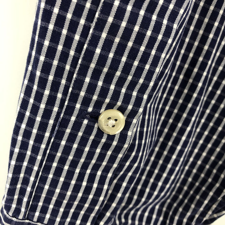 Ralph Lauren BLAKE long sleeve button down check shirt, men's size L cotton navy blue type Vintage Second Hand
