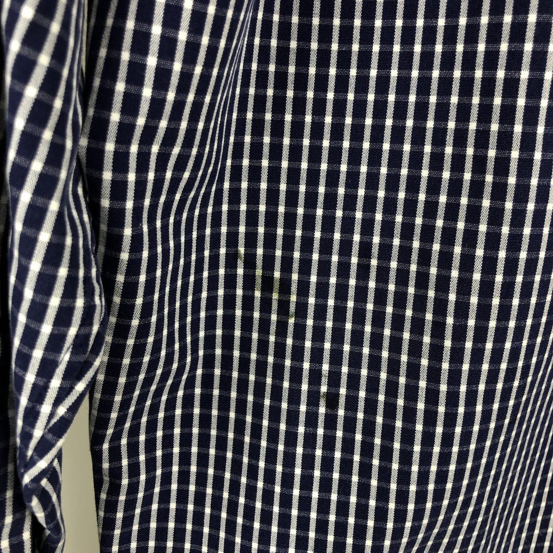 Ralph Lauren BLAKE long sleeve button down check shirt, men's size L cotton navy blue type Vintage Second Hand