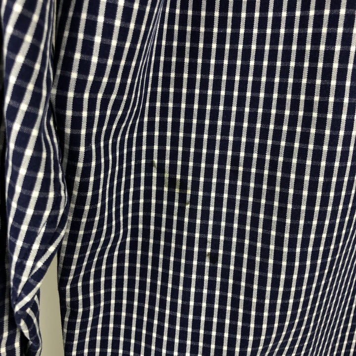 Ralph Lauren BLAKE long sleeve button down check shirt, men's size L cotton navy blue type Vintage Second Hand