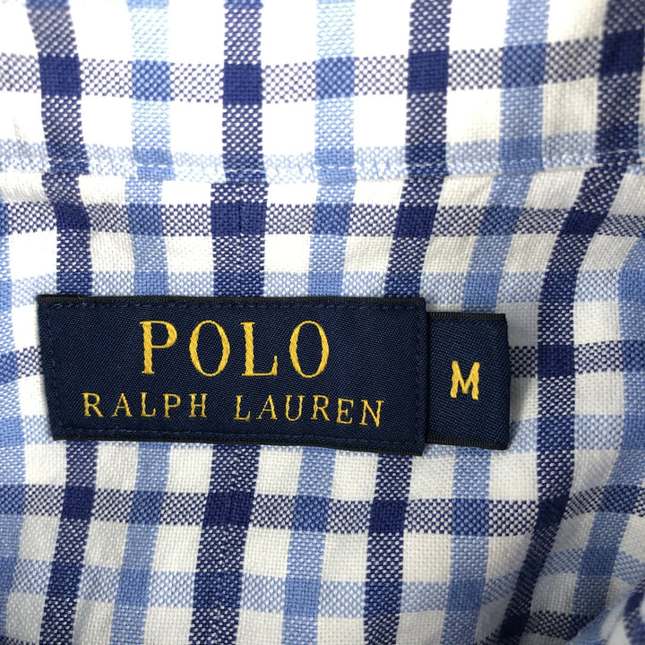 Ralph Lauren POLO RALPH LAUREN long-sleeved button-down check shirt, men's size M cotton blue type Vintage Second Hand