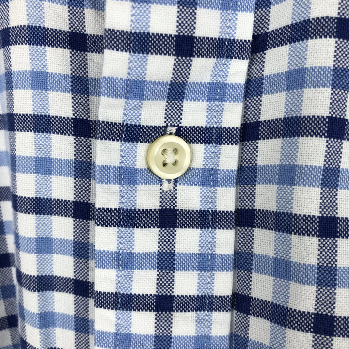 Ralph Lauren POLO RALPH LAUREN long-sleeved button-down check shirt, men's size M cotton blue type Vintage Second Hand