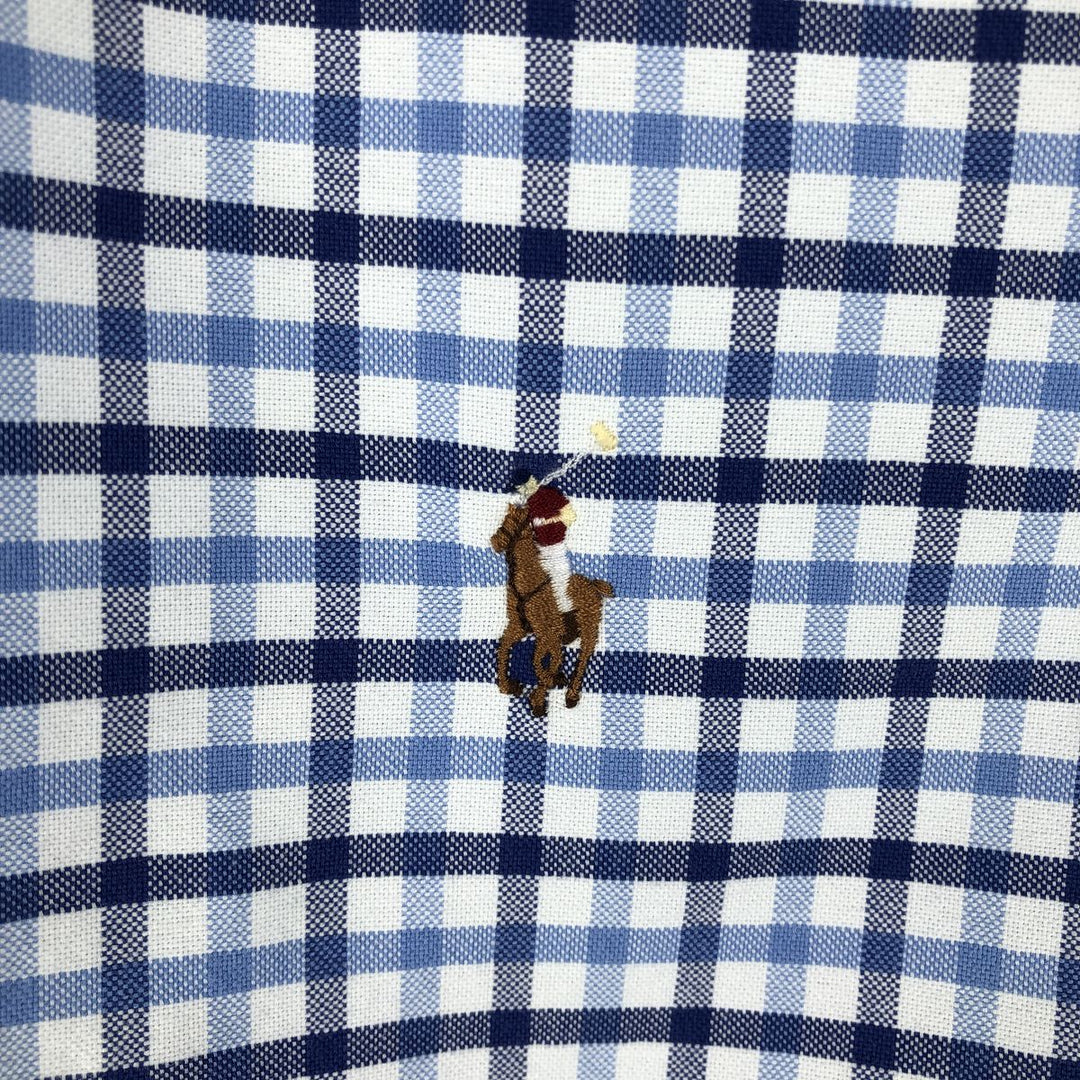 Ralph Lauren POLO RALPH LAUREN long-sleeved button-down check shirt, men's size M cotton blue type Vintage Second Hand
