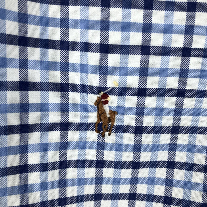 Ralph Lauren POLO RALPH LAUREN long-sleeved button-down check shirt, men's size M cotton blue type Vintage Second Hand