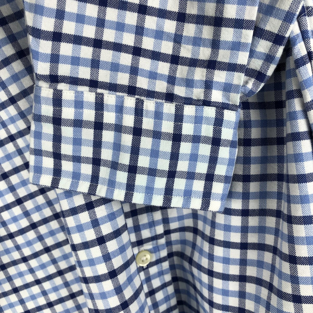 Ralph Lauren POLO RALPH LAUREN long-sleeved button-down check shirt, men's size M cotton blue type Vintage Second Hand