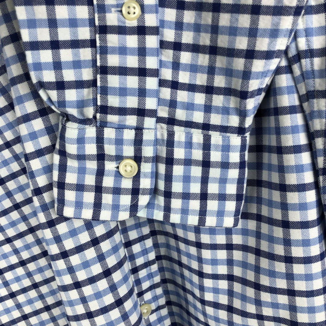 Ralph Lauren POLO RALPH LAUREN long-sleeved button-down check shirt, men's size M cotton blue type Vintage Second Hand
