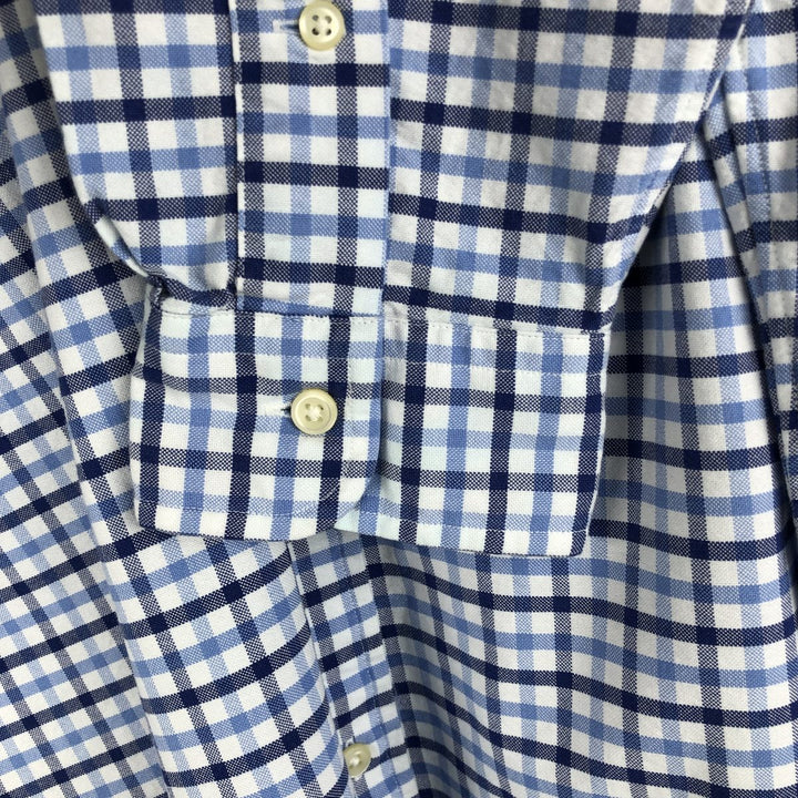 Ralph Lauren POLO RALPH LAUREN long-sleeved button-down check shirt, men's size M cotton blue type Vintage Second Hand
