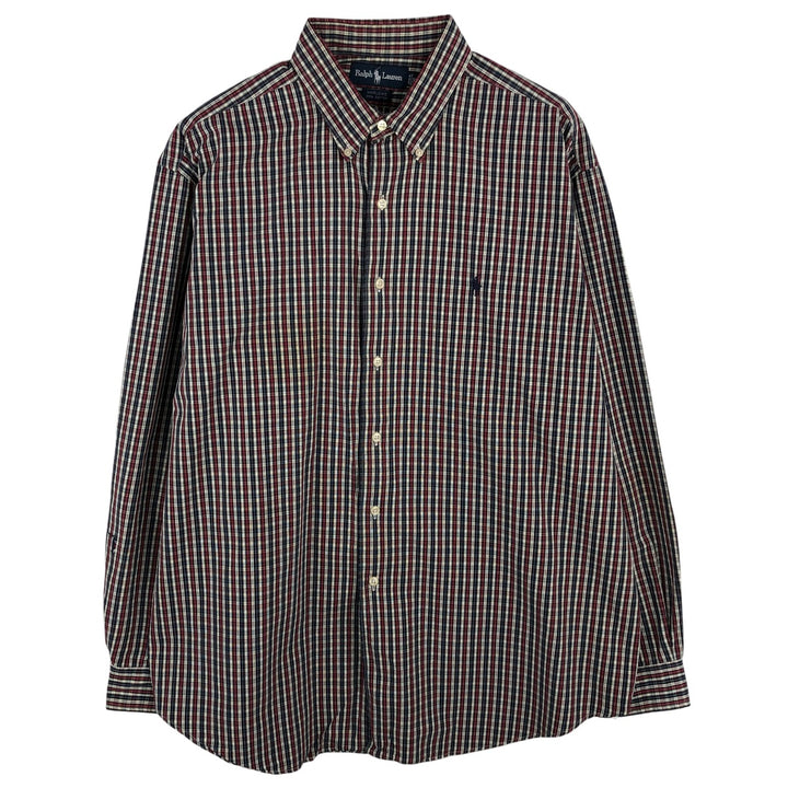 Ralph Lauren MARLOWE Long Sleeve Button-Down Check Shirt, Men's XL cotton white type Vintage Second Hand