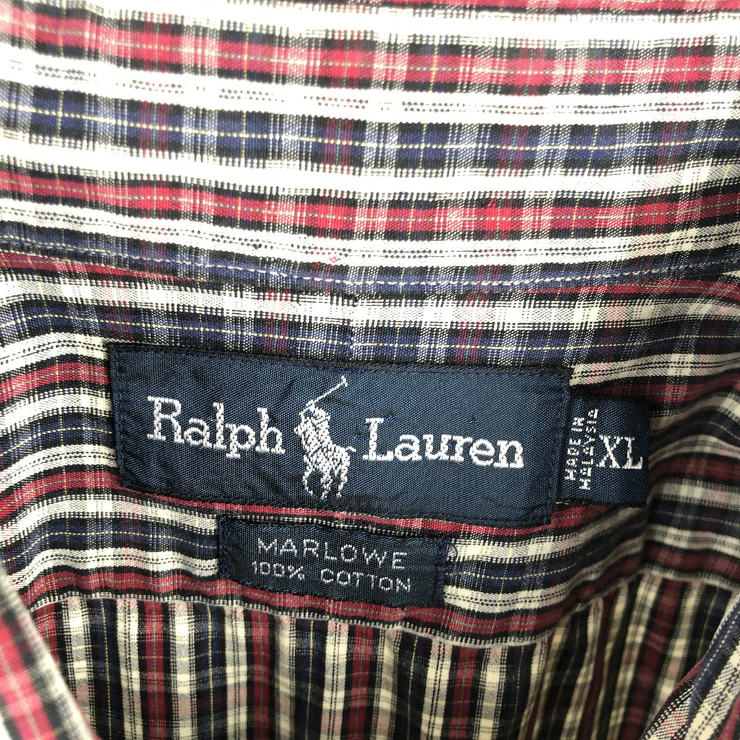 Ralph Lauren MARLOWE Long Sleeve Button-Down Check Shirt, Men's XL cotton white type Vintage Second Hand