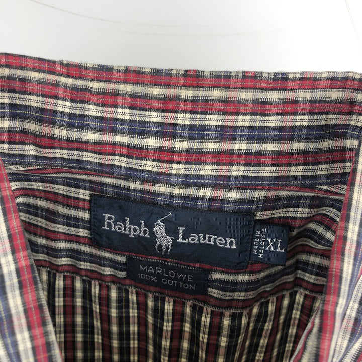 Ralph Lauren MARLOWE Long Sleeve Button-Down Check Shirt, Men's XL cotton white type Vintage Second Hand