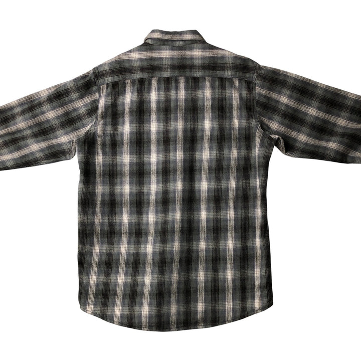 Vintage 90'S FIELD and STREAM ombre check long-sleeve heavy flannel shirt, men's size L cotton green type Vintage Second Hand