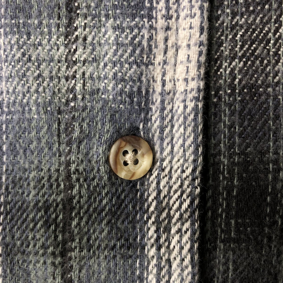 Vintage 90'S FIELD and STREAM ombre check long-sleeve heavy flannel shirt, men's size L cotton green type Vintage Second Hand
