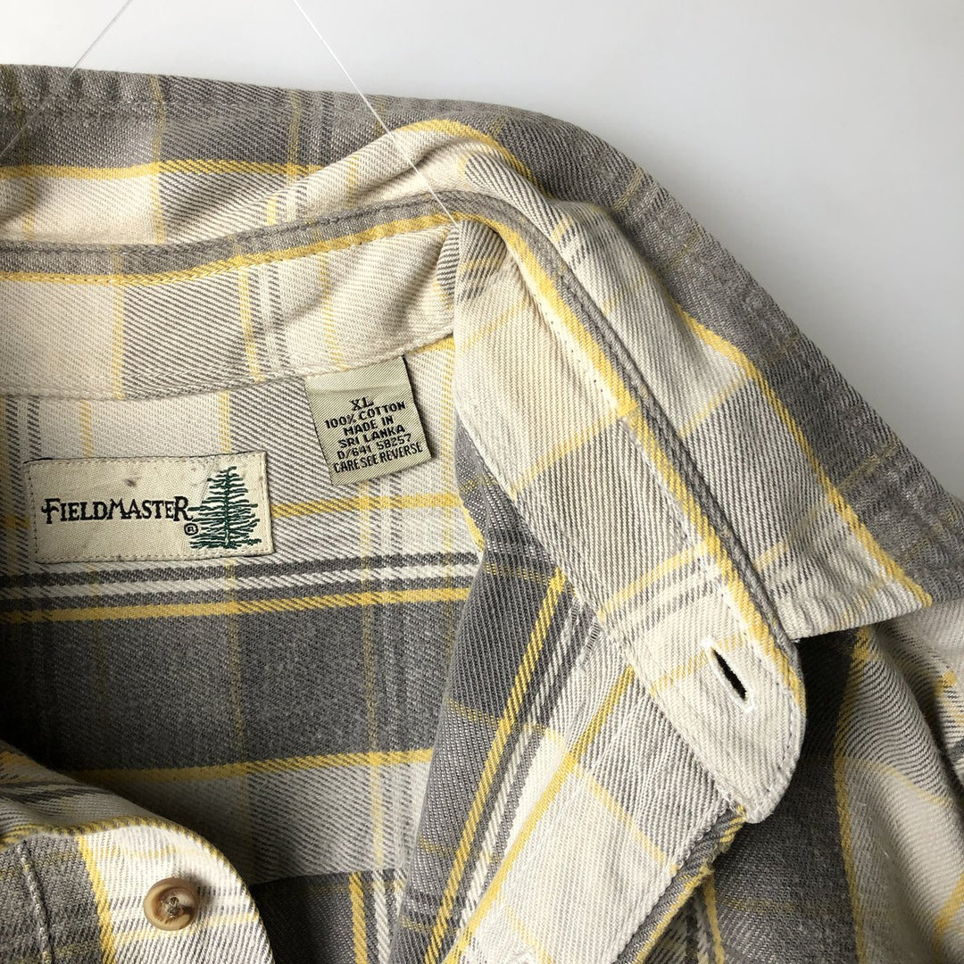 Field Master Long Sleeve Flannel Check Shirt, Men's XL cotton white type Vintage Second Hand
