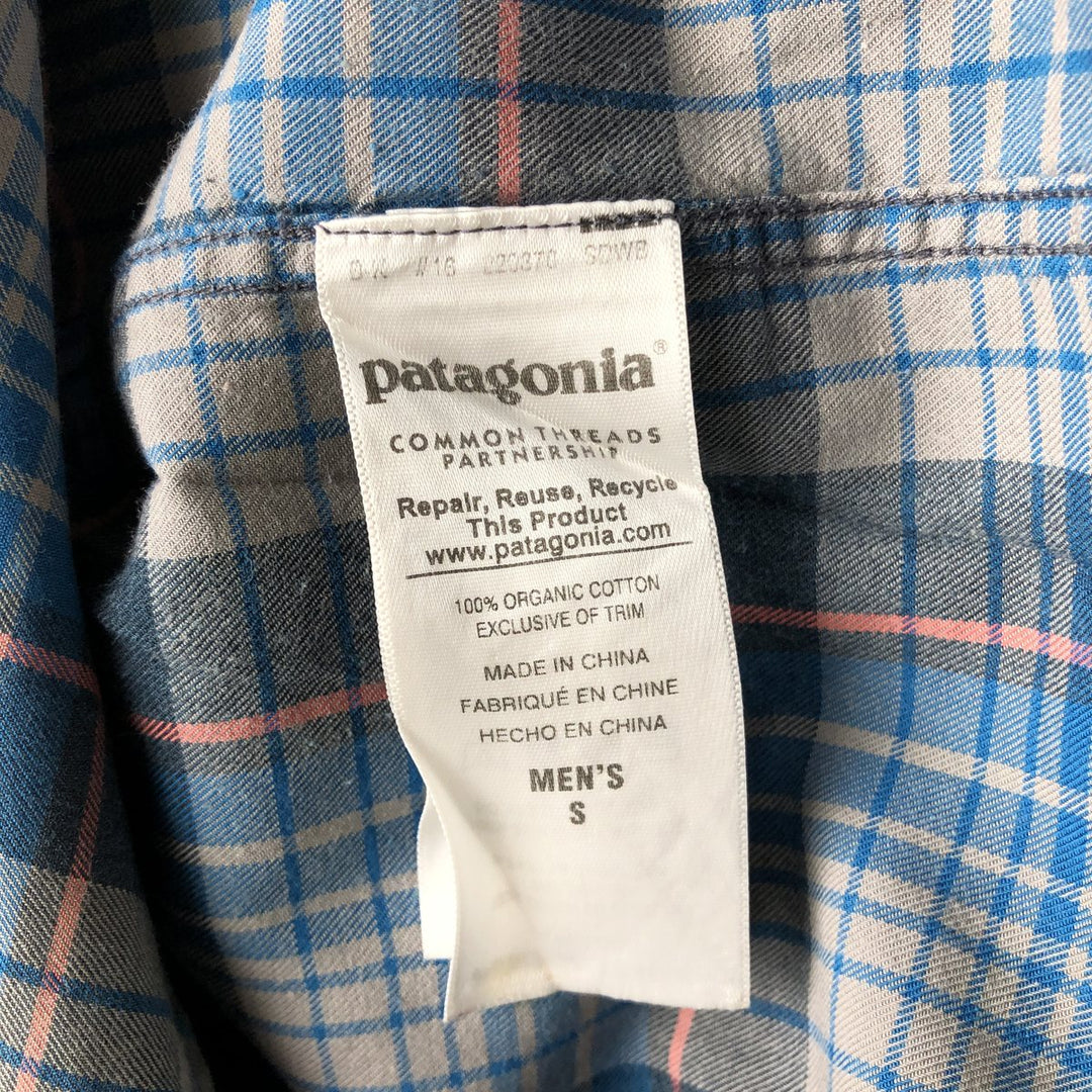 Patagonia STY53837FA15 Long Sleeve Cotton Check Shirt, Men's Size Small Organic cotton navy blue type Vintage Second Hand