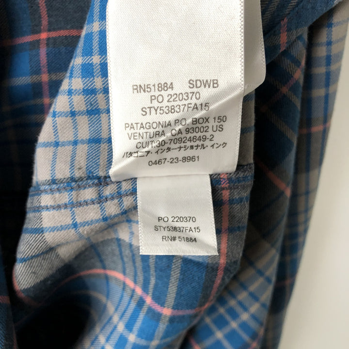 Patagonia STY53837FA15 Long Sleeve Cotton Check Shirt, Men's Size Small Organic cotton navy blue type Vintage Second Hand