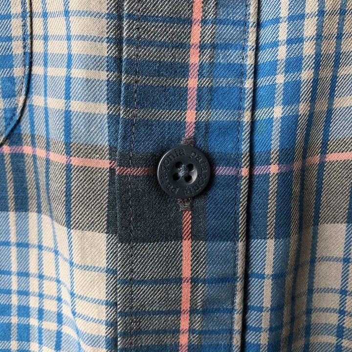 Patagonia STY53837FA15 Long Sleeve Cotton Check Shirt, Men's Size Small Organic cotton navy blue type Vintage Second Hand