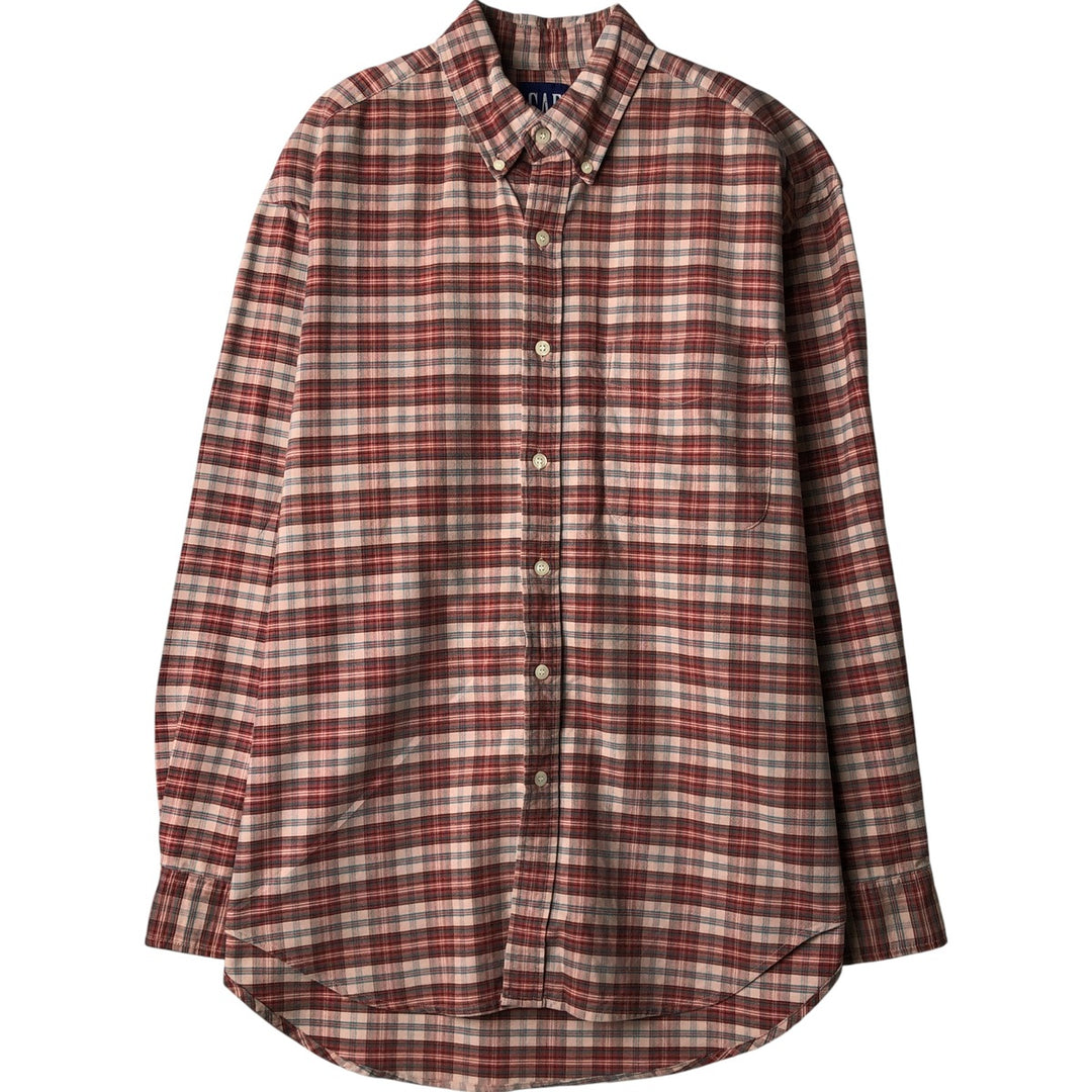 90'S GAP Vintage Long Sleeve Button-Down Check Shirt, Men's Size Medium cotton pink type Vintage Second Hand