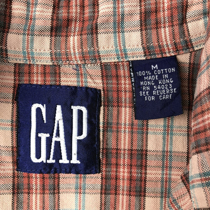 90'S GAP Vintage Long Sleeve Button-Down Check Shirt, Men's Size Medium cotton pink type Vintage Second Hand