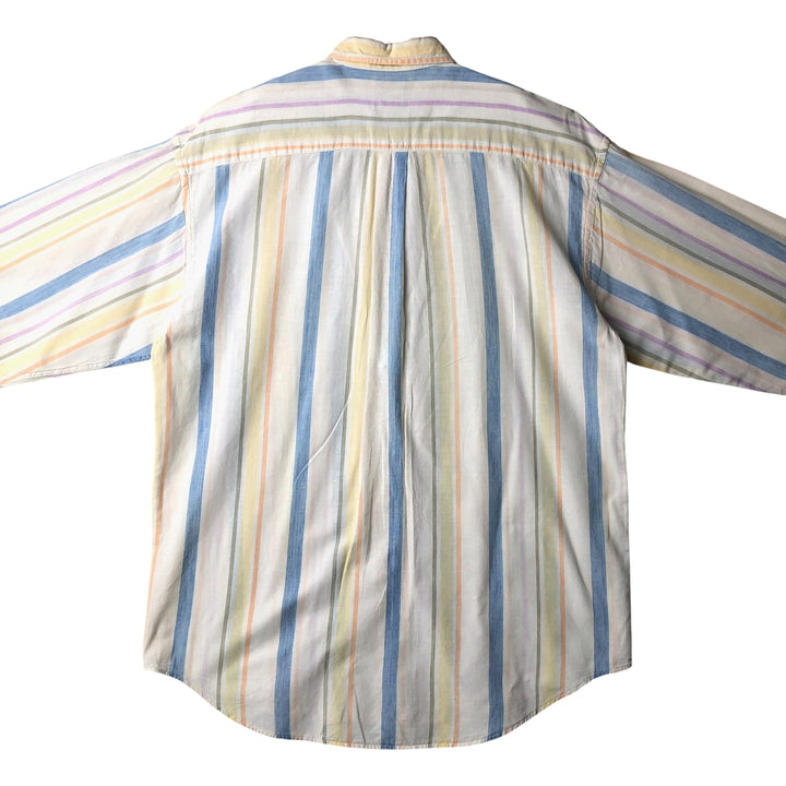 90'S GAP Vintage Long Sleeve Button-Down Striped Shirt, Men's Size Medium cotton white type Vintage Second Hand