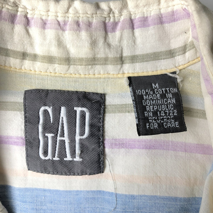 90'S GAP Vintage Long Sleeve Button-Down Striped Shirt, Men's Size Medium cotton white type Vintage Second Hand