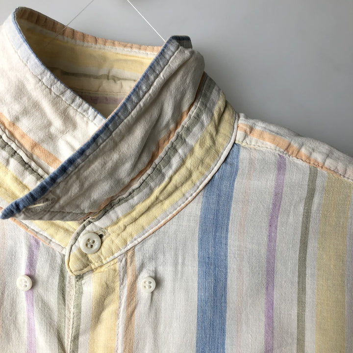 90'S GAP Vintage Long Sleeve Button-Down Striped Shirt, Men's Size Medium cotton white type Vintage Second Hand