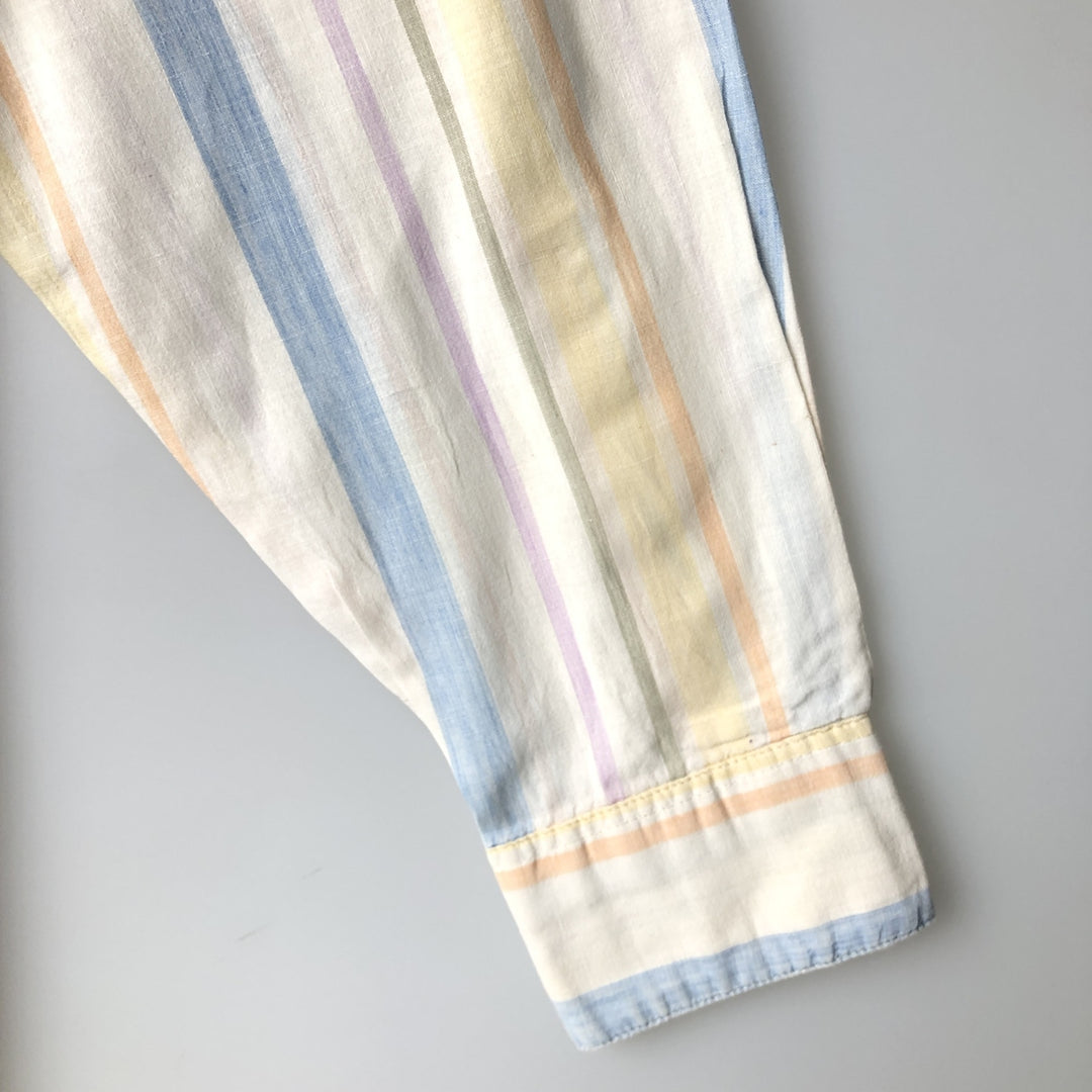 90'S GAP Vintage Long Sleeve Button-Down Striped Shirt, Men's Size Medium cotton white type Vintage Second Hand
