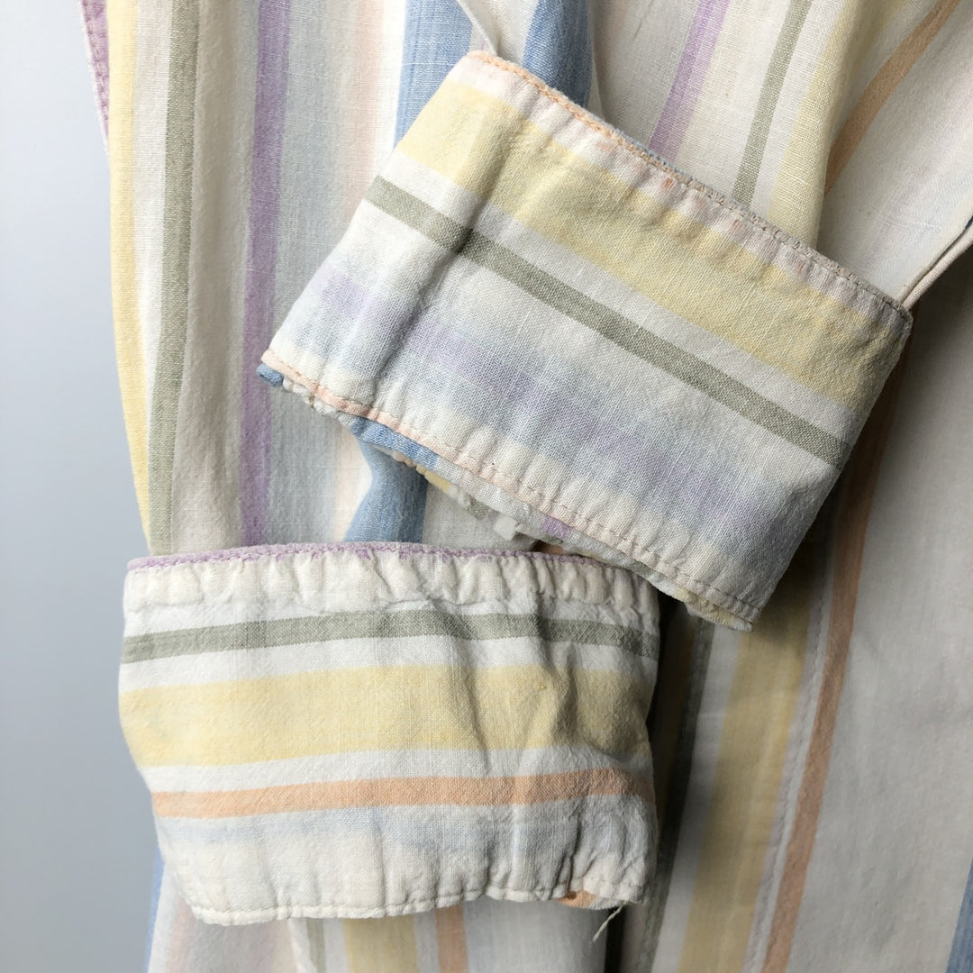 90'S GAP Vintage Long Sleeve Button-Down Striped Shirt, Men's Size Medium cotton white type Vintage Second Hand