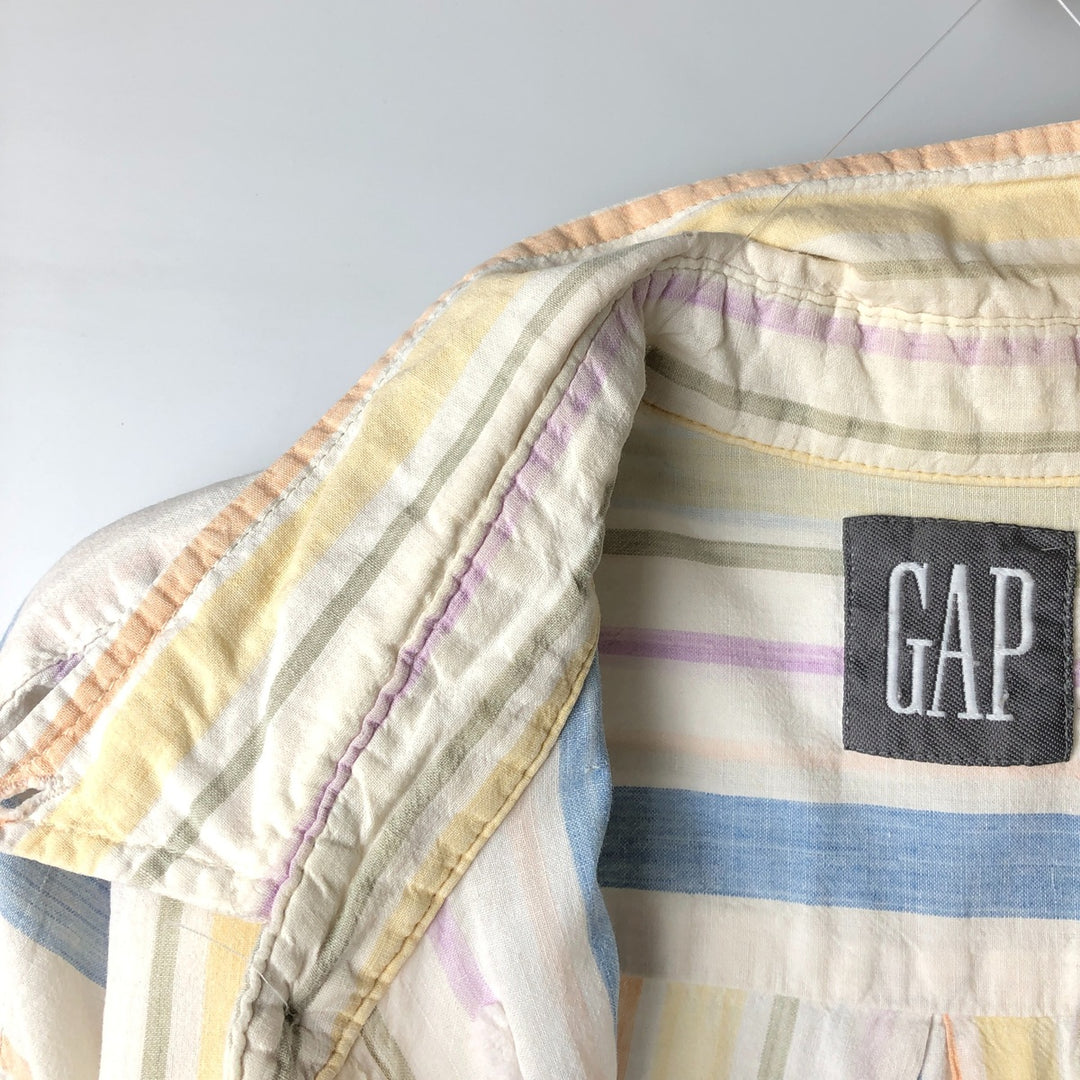 90'S GAP Vintage Long Sleeve Button-Down Striped Shirt, Men's Size Medium cotton white type Vintage Second Hand