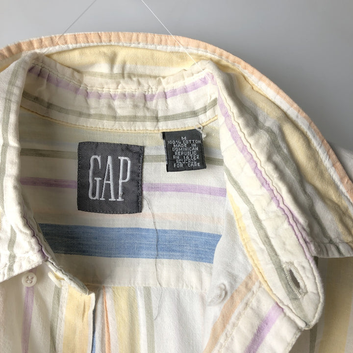 90'S GAP Vintage Long Sleeve Button-Down Striped Shirt, Men's Size Medium cotton white type Vintage Second Hand
