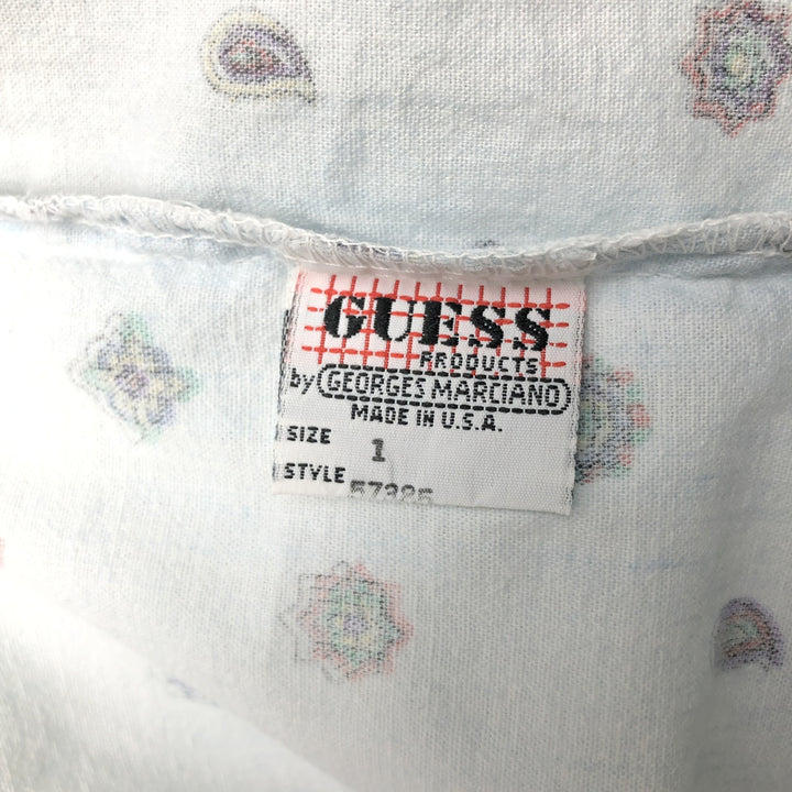 Vintage 90'S Guess by Georges Marciano all-over paisley pattern long-sleeved chambray shirt, made in the USA, size M, men's. cotton Blue type light blue Vintage Second Hand