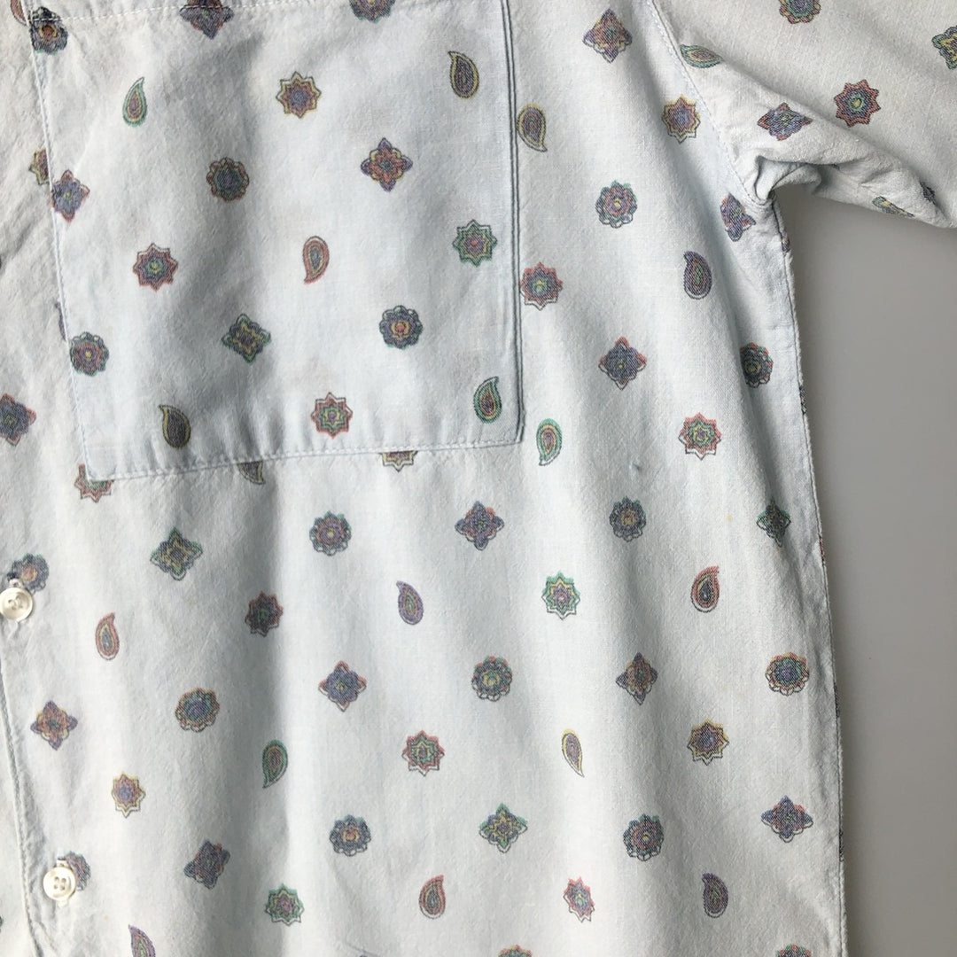 Vintage 90'S Guess by Georges Marciano all-over paisley pattern long-sleeved chambray shirt, made in the USA, size M, men's. cotton Blue type light blue Vintage Second Hand