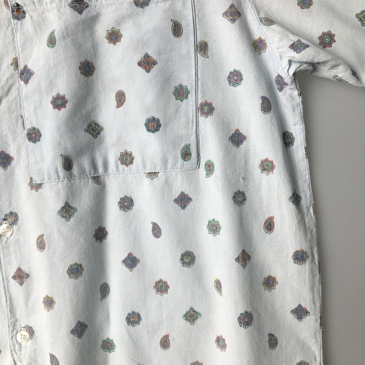 Vintage 90'S Guess by Georges Marciano all-over paisley pattern long-sleeved chambray shirt, made in the USA, size M, men's. cotton Blue type light blue Vintage Second Hand