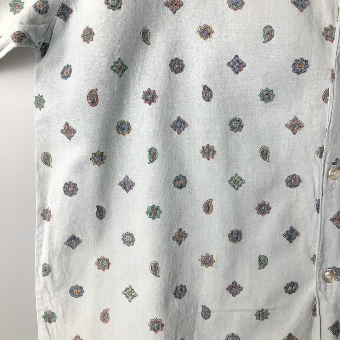 Vintage 90'S Guess by Georges Marciano all-over paisley pattern long-sleeved chambray shirt, made in the USA, size M, men's. cotton Blue type light blue Vintage Second Hand