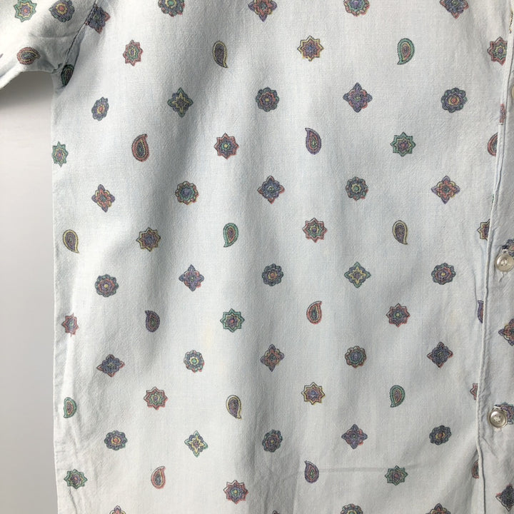 Vintage 90'S Guess by Georges Marciano all-over paisley pattern long-sleeved chambray shirt, made in the USA, size M, men's. cotton Blue type light blue Vintage Second Hand
