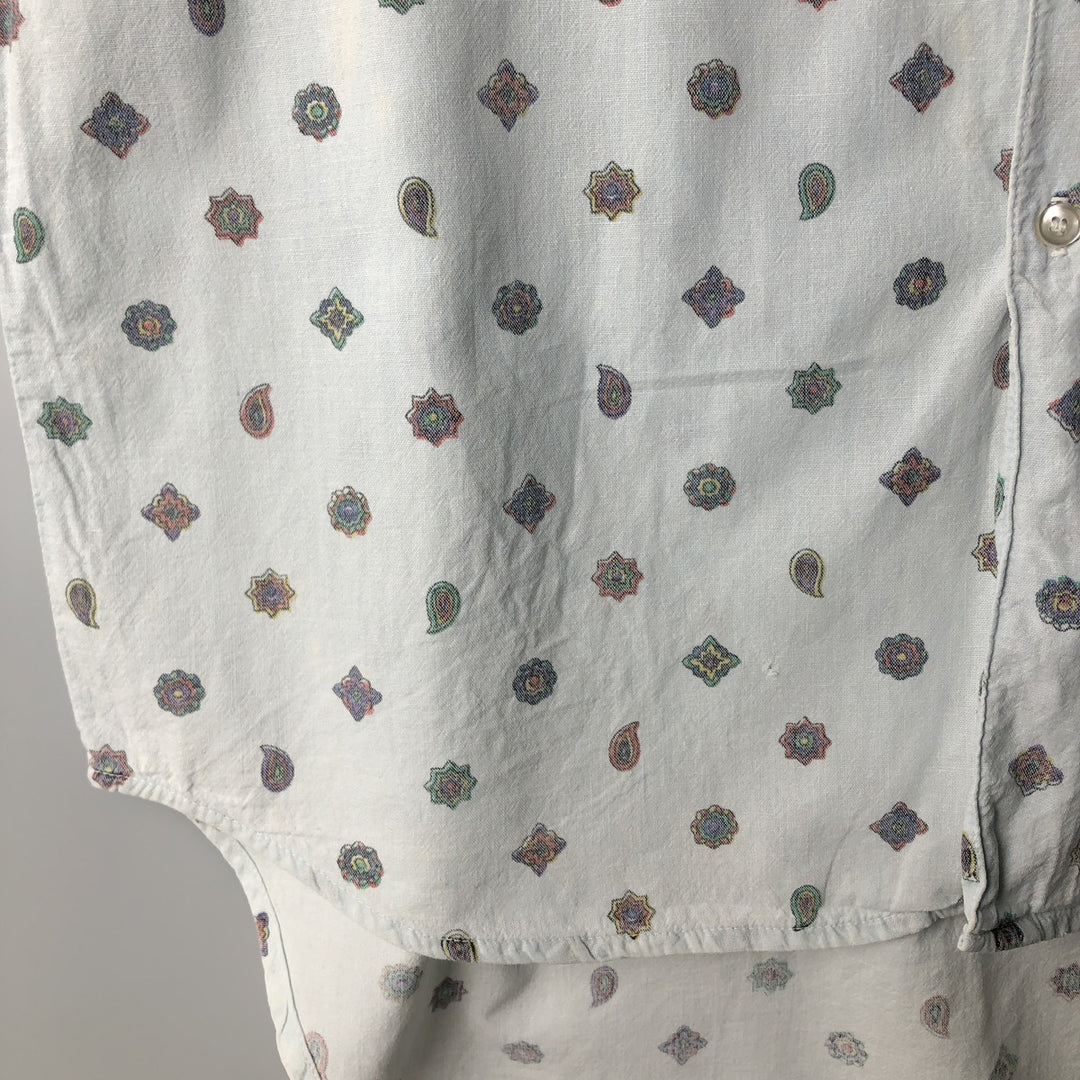 Vintage 90'S Guess by Georges Marciano all-over paisley pattern long-sleeved chambray shirt, made in the USA, size M, men's. cotton Blue type light blue Vintage Second Hand