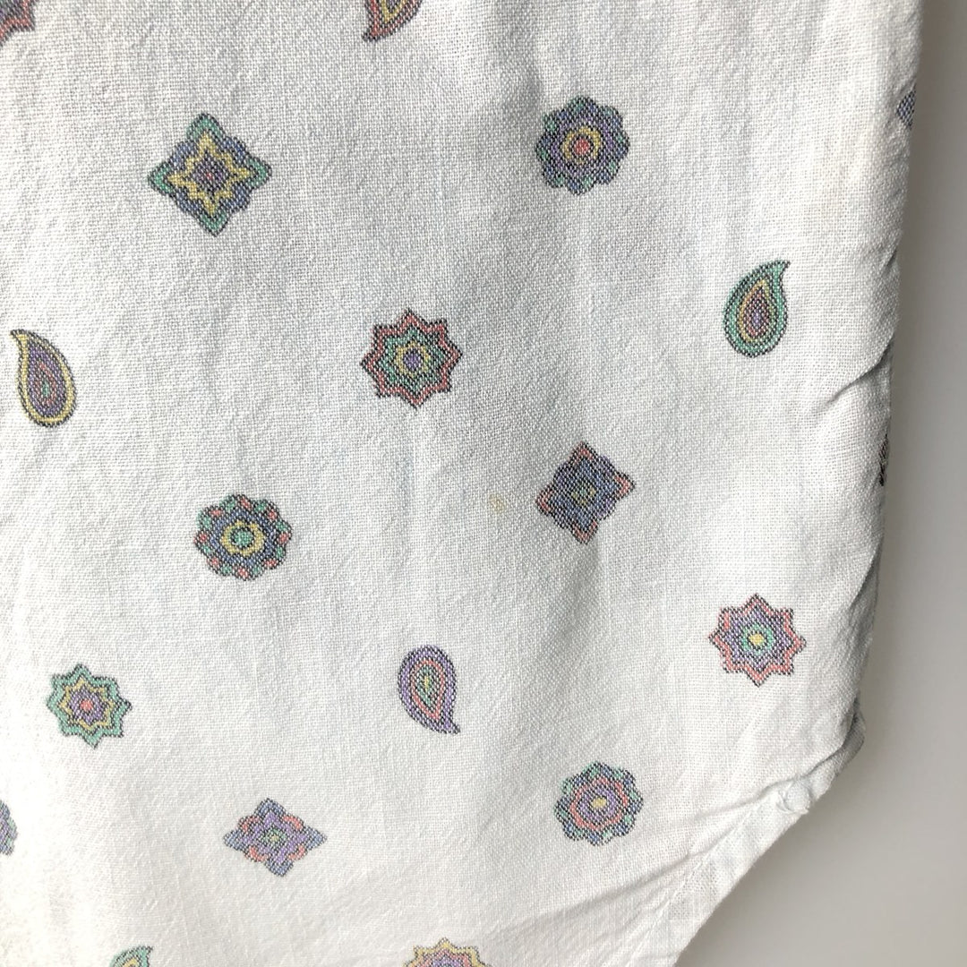Vintage 90'S Guess by Georges Marciano all-over paisley pattern long-sleeved chambray shirt, made in the USA, size M, men's. cotton Blue type light blue Vintage Second Hand