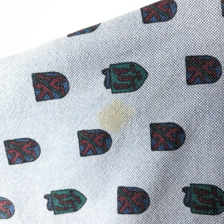 Vintage 80s-90'S Eddie Bauer black tag all-over print long-sleeve button-down shirt, men's size L cotton Blue type light blue Vintage Second Hand