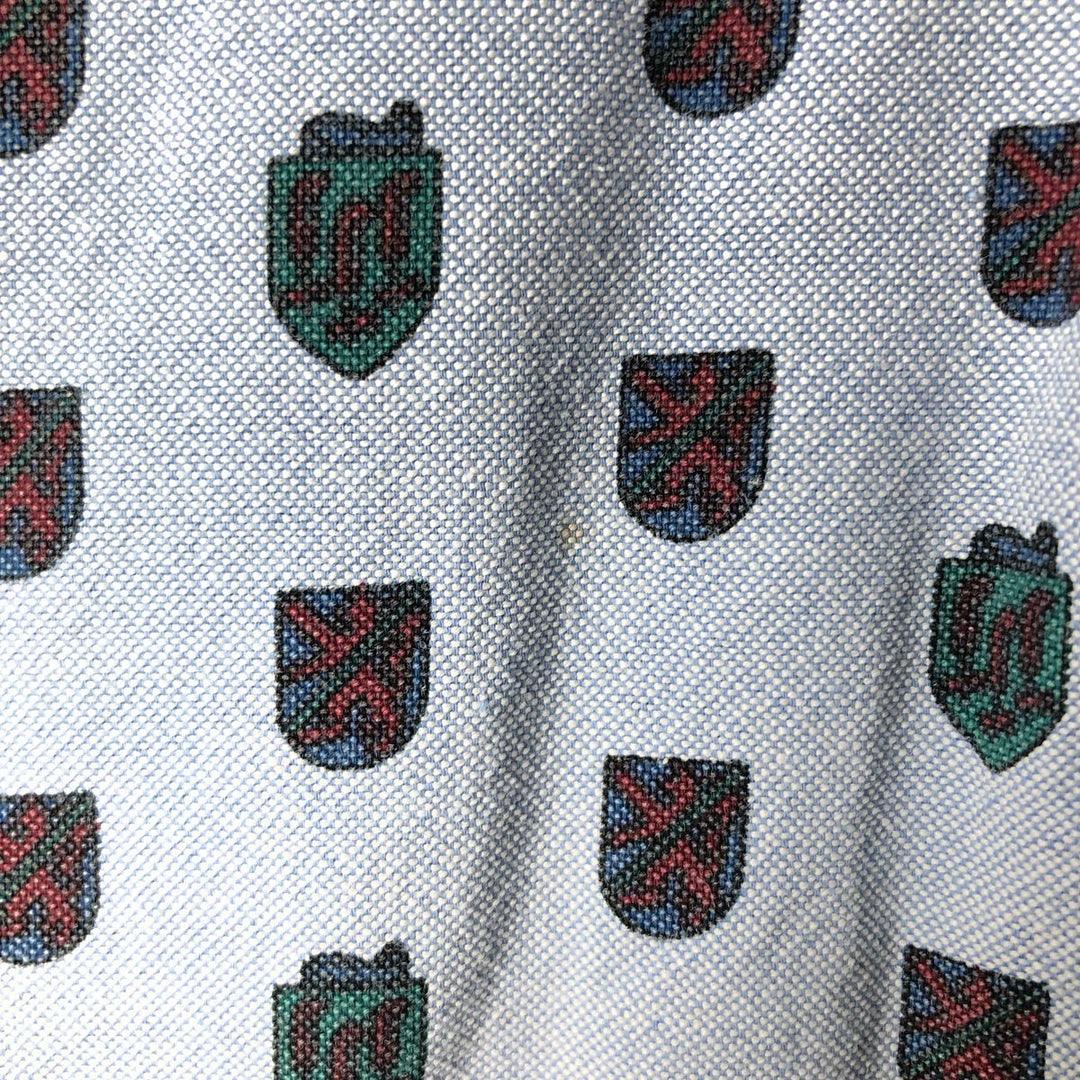 Vintage 80s-90'S Eddie Bauer black tag all-over print long-sleeve button-down shirt, men's size L cotton Blue type light blue Vintage Second Hand