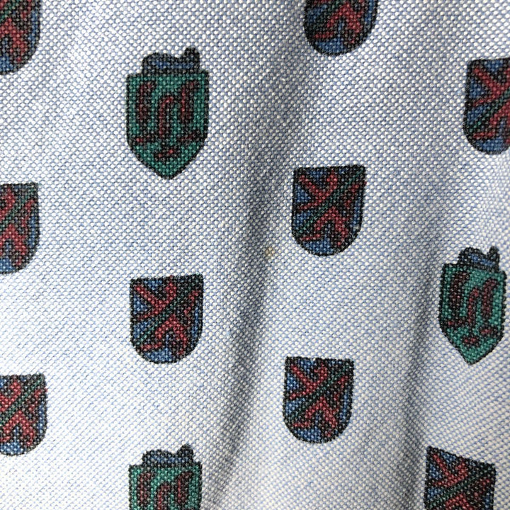 Vintage 80s-90'S Eddie Bauer black tag all-over print long-sleeve button-down shirt, men's size L cotton Blue type light blue Vintage Second Hand