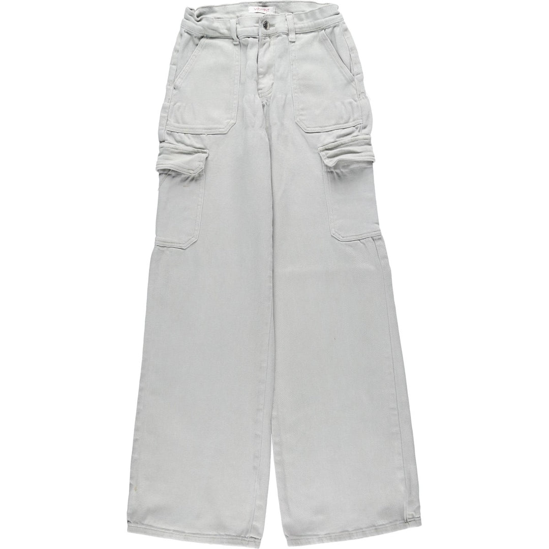 Vibrant Flare Cut Denim Cargo Pants, Women's Size M (W26) cotton gray type Vintage Second Hand