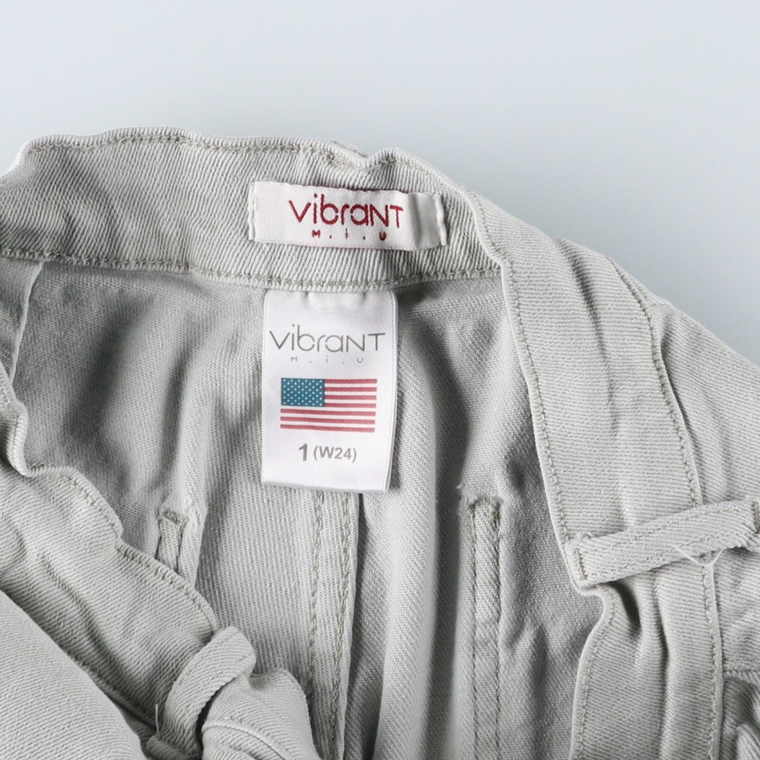 Vibrant Flare Cut Denim Cargo Pants, Women's Size M (W26) cotton gray type Vintage Second Hand