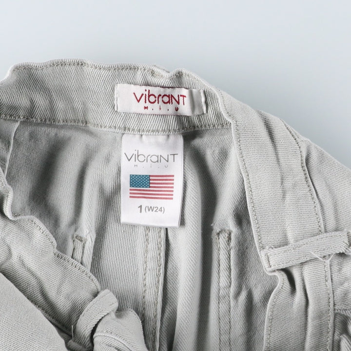 Vibrant Flare Cut Denim Cargo Pants, Women's Size M (W26) cotton gray type Vintage Second Hand