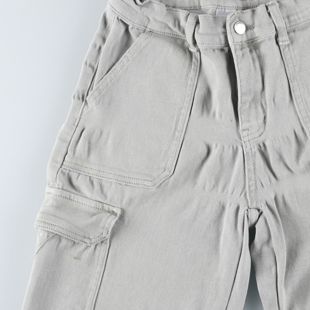 Vibrant Flare Cut Denim Cargo Pants, Women's Size M (W26) cotton gray type Vintage Second Hand