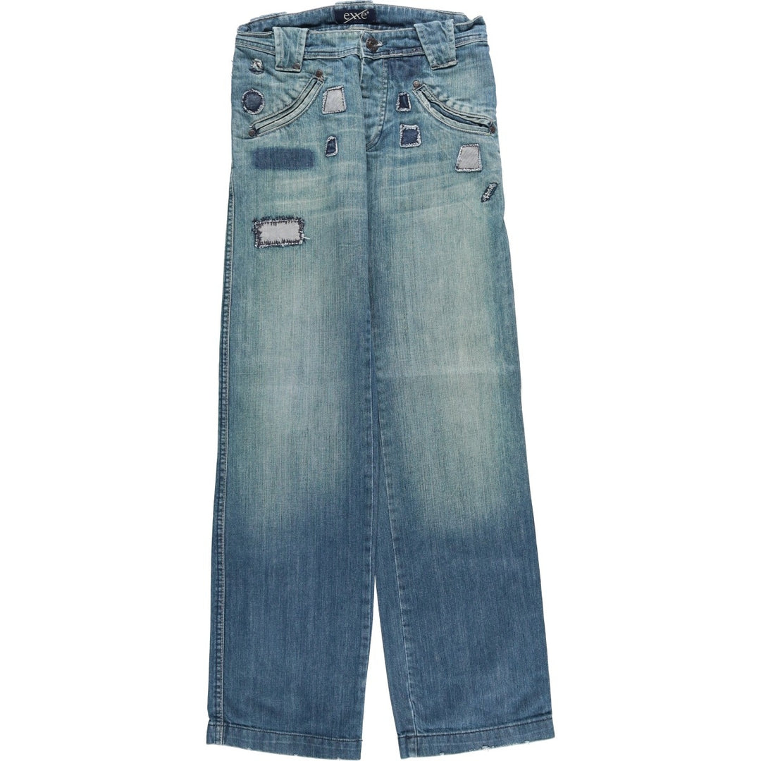 exxe Patchwork Straight Denim Pants, Women's Size L (W29) cotton blue type Vintage Second Hand