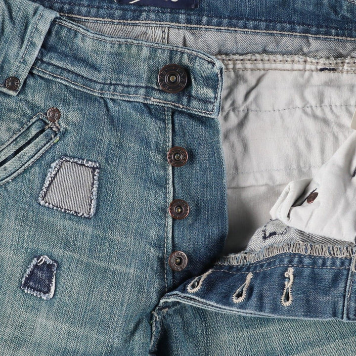 exxe Patchwork Straight Denim Pants, Women's Size L (W29) cotton blue type Vintage Second Hand