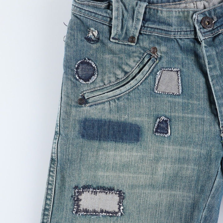 exxe Patchwork Straight Denim Pants, Women's Size L (W29) cotton blue type Vintage Second Hand