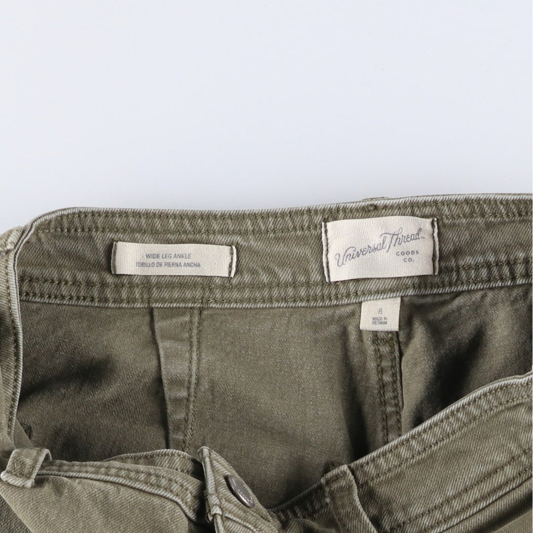 Universal Thread Wide Leg Ankle Flare Cut Denim Pants, Women's Size M (W26) cotton Khaki type sage green Vintage Second Hand
