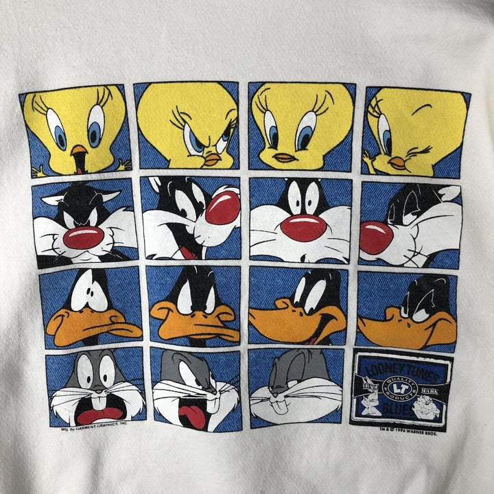 Vintage 90'S Looney Tunes Turtleneck Sweatshirt, Made in USA, Men's Size L cotton white type Vintage Second Hand