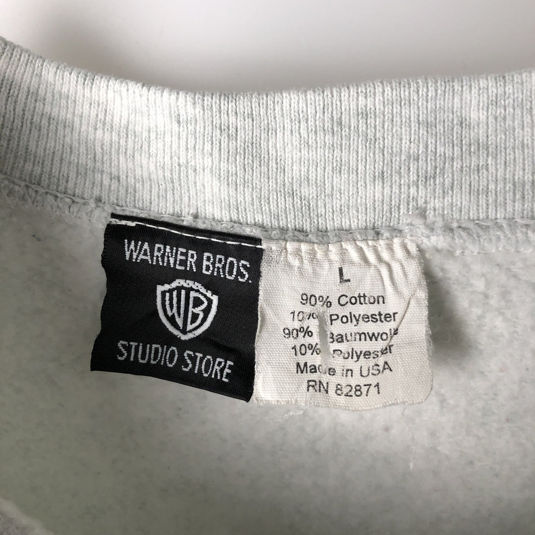 90'S Warner Bros. Looney Tunes Tweety Character Sweatshirt, Made in USA, Men's Size L cotton gray type Vintage Second Hand