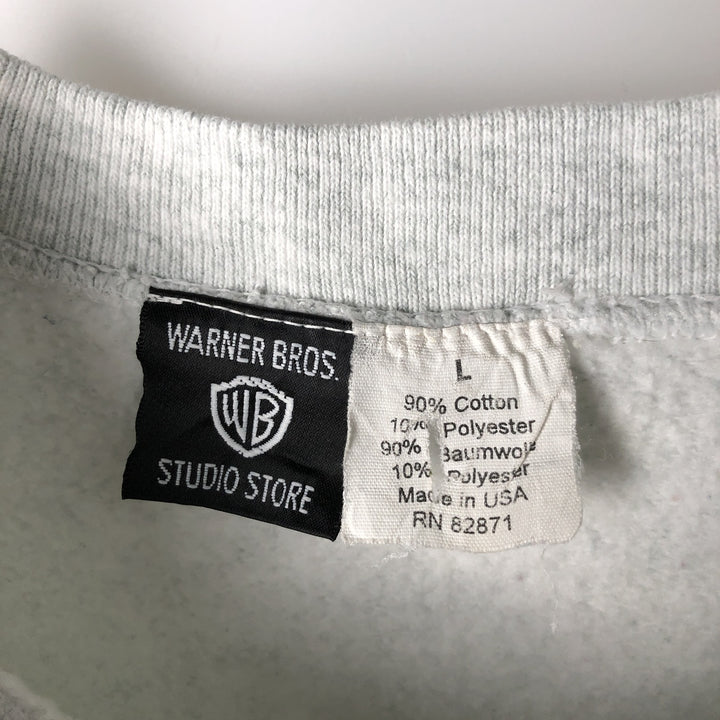 90'S Warner Bros. Looney Tunes Tweety Character Sweatshirt, Made in USA, Men's Size L cotton gray type Vintage Second Hand