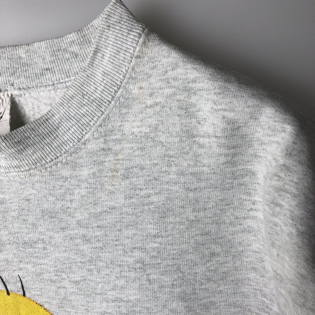 90'S Warner Bros. Looney Tunes Tweety Character Sweatshirt, Made in USA, Men's Size L cotton gray type Vintage Second Hand